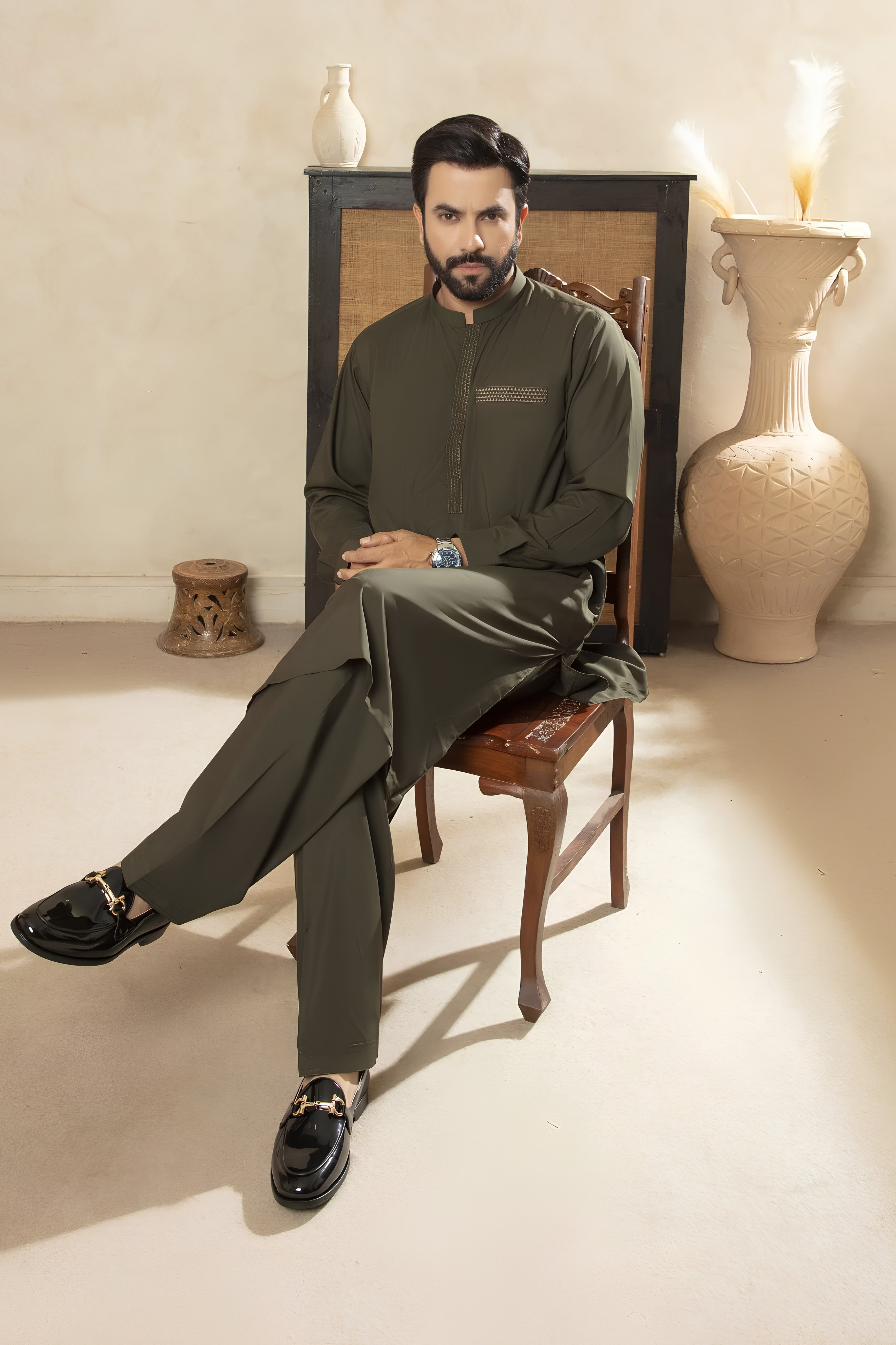 Shahenshah Cotton-OLIVE-GREEN-PC009