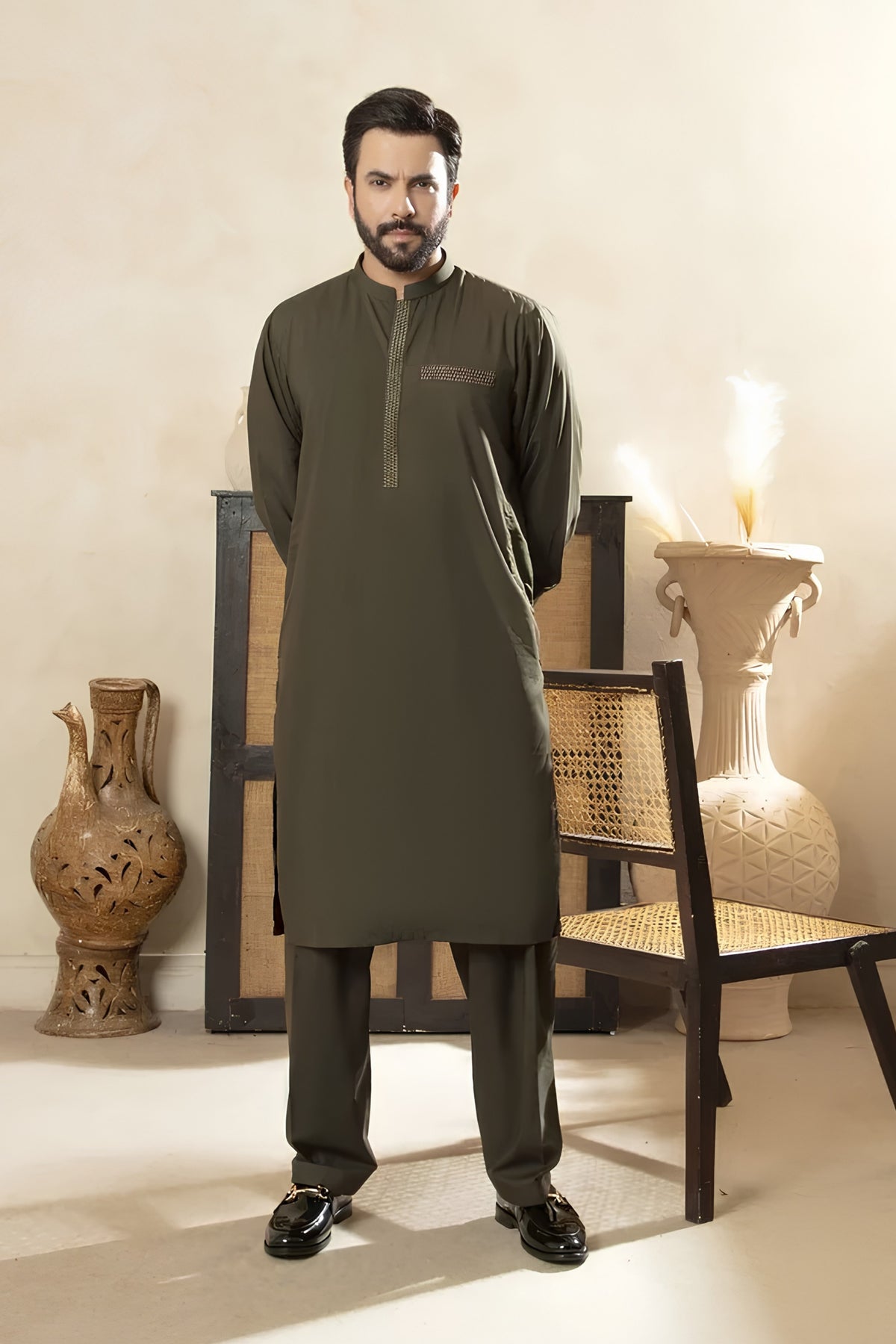 Shahenshah Cotton-OLIVE-GREEN-PC009