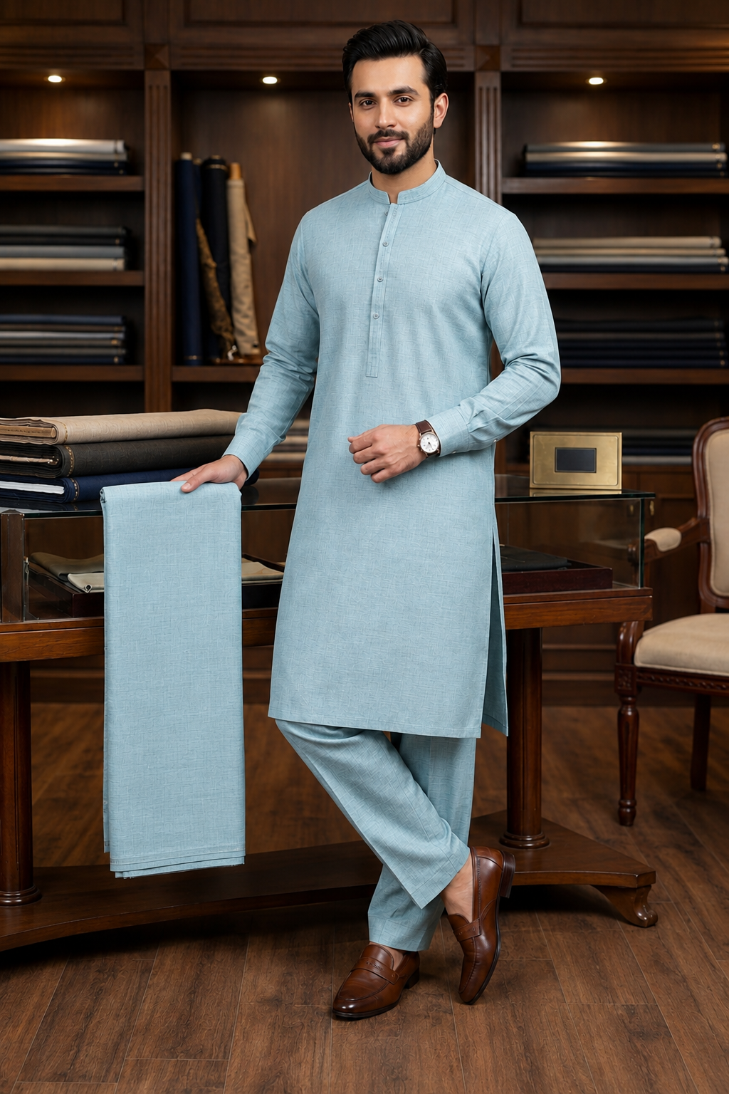 Majestic Wash & Wear Suit-PASTEL-BLUE-MW007